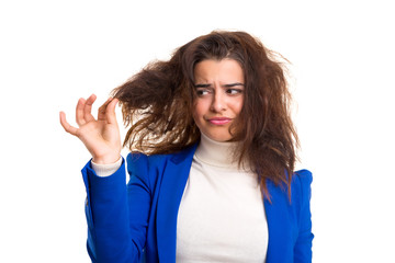 Woman taking care of her hair