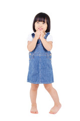 Lovely asian kid having a thought