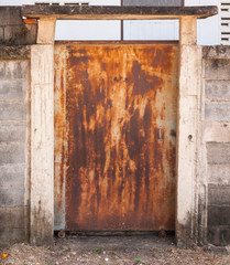 old metal door with rusty