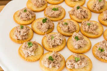 Delicious freshly cracker tuna