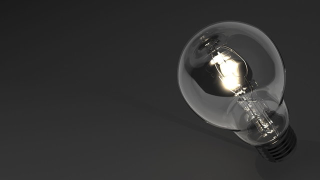 Close Up Of Electric Bulb On Black Text Space