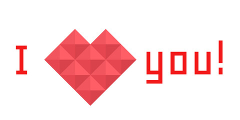 icon heart of triangles, banner, I love you