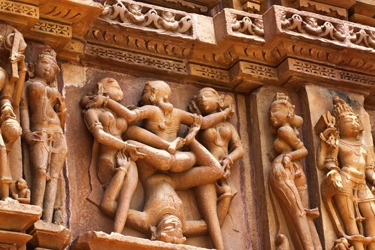 Khajuraho temples and their erotic sculptures, India