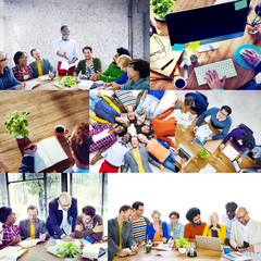Obraz premium Diverse Group People Working Team Interaction Concept