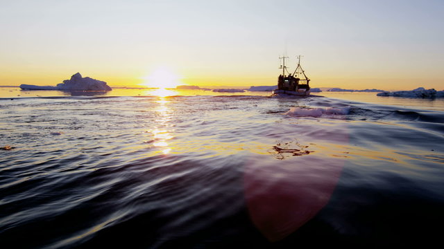 Ilulissat Icefjord Disko Bay fishing trawler UNESCO site  