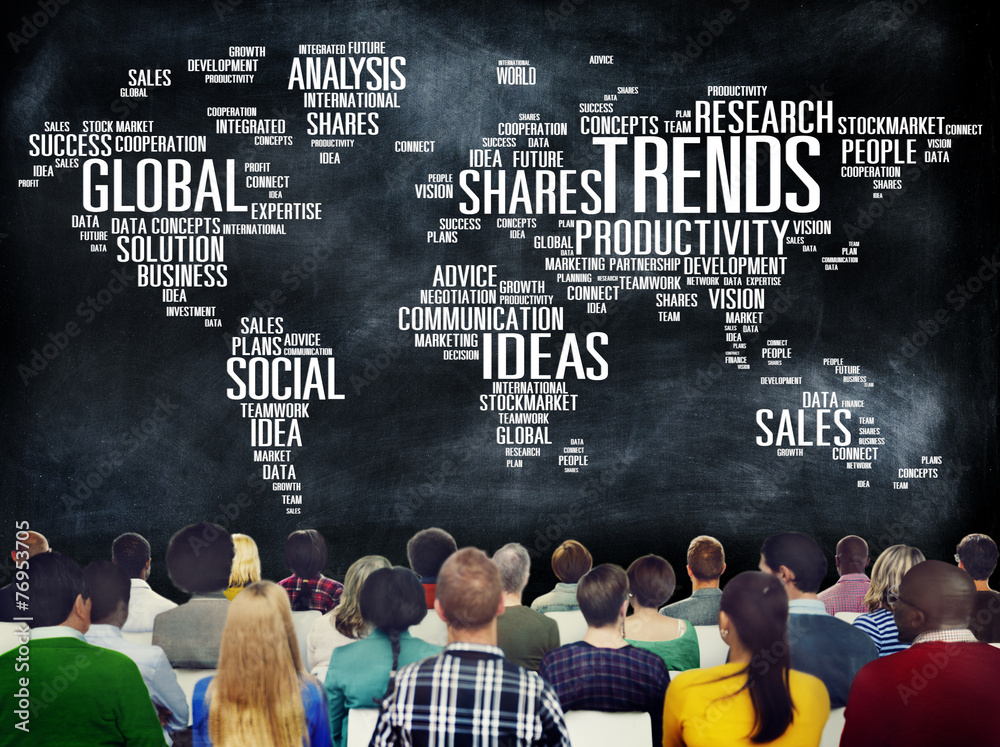 Poster Trends World Map Marketing Ideas Social Style Concept