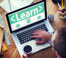 Digital Online Learn Technology Network Working Concept