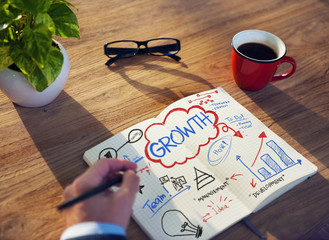 Working Notepad Growth Graph Success Concept