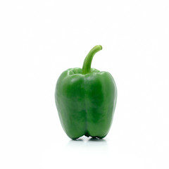 Green sweet pepper  on desk ,paprika on isolate white background