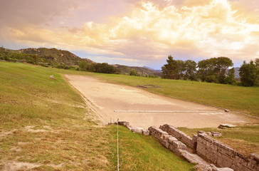 ancient Olympia stadium, Greece, Peloponnise