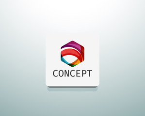 Fototapeta premium Abstract logo design, wave shape hexagon