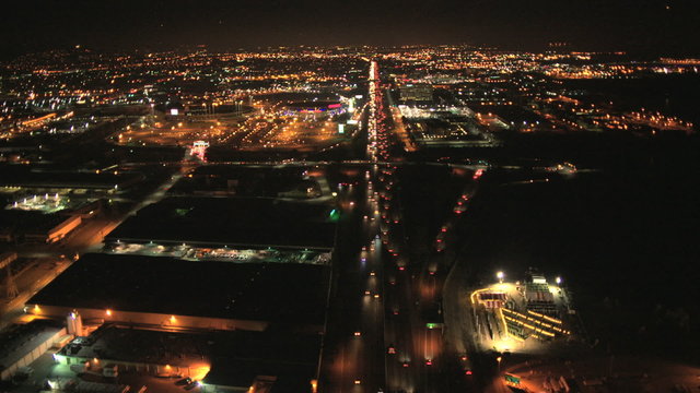 Aerial illuminated view City buildings, San Francisco, USA