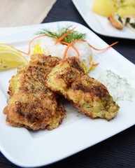 Fresh cod fillets in coating