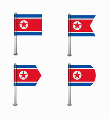set of four flags North Korea