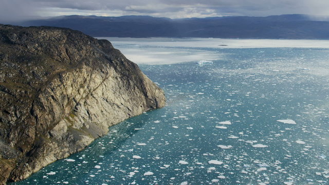 Aerial Ice Meltwater Glacier Icefjord Ocean Environment Land Mass Greenland 