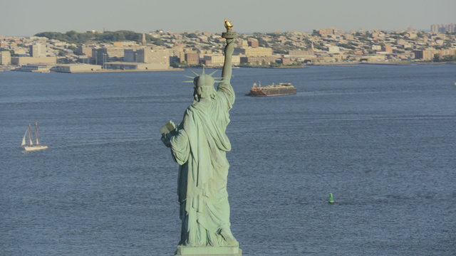 Aerial New York Manhattan Statue Of Liberty Torch Travel USA 