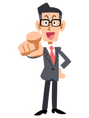 指をさすメガネのビジネスマン