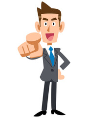 指をさす若いビジネスマン