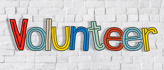 Volunteer Brick Wall Background Help Concept