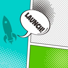 comic template element with speech bubble and halftone art