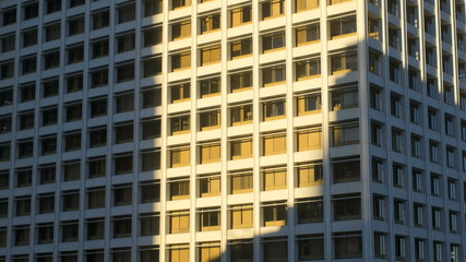 Time lapse Los Angeles sunrise shadow commuter traffic building California USA