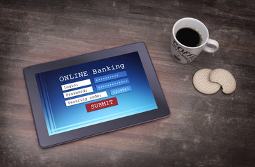 Online banking on a tablet