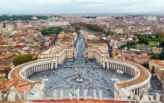 View Of St. Peter Square And Rome, Vatican