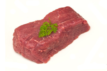 pavé de boeuf sur fond blanc