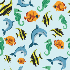 Obraz premium children's wallpaper with sea inhabitants