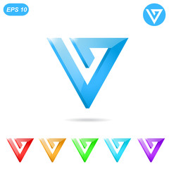 V letter logo concept with color variations