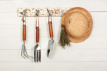 Garden tools hanging