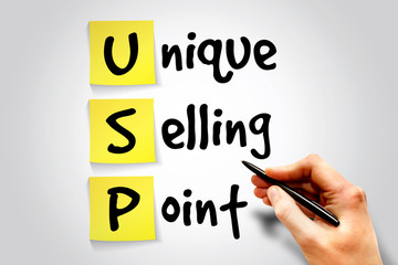Unique Selling Point (USP) sticky note, business concept