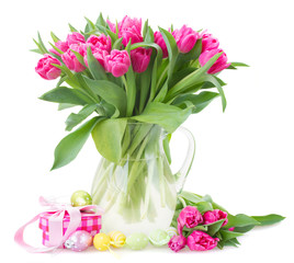 bunch of pink tulip flowers