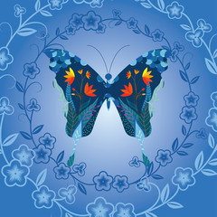 butterfly and flower paper-cutting greeting card