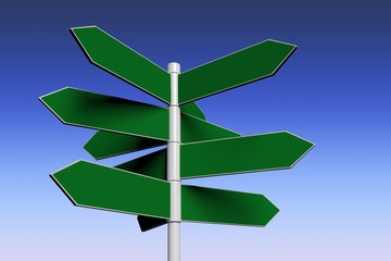 Composite image of green signpost