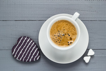 Valentine cup coffee boards sugar cubes heart