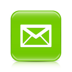 Light green envelope button icon with reflection