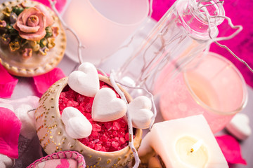 Spa composition Valentines Day heart love body health