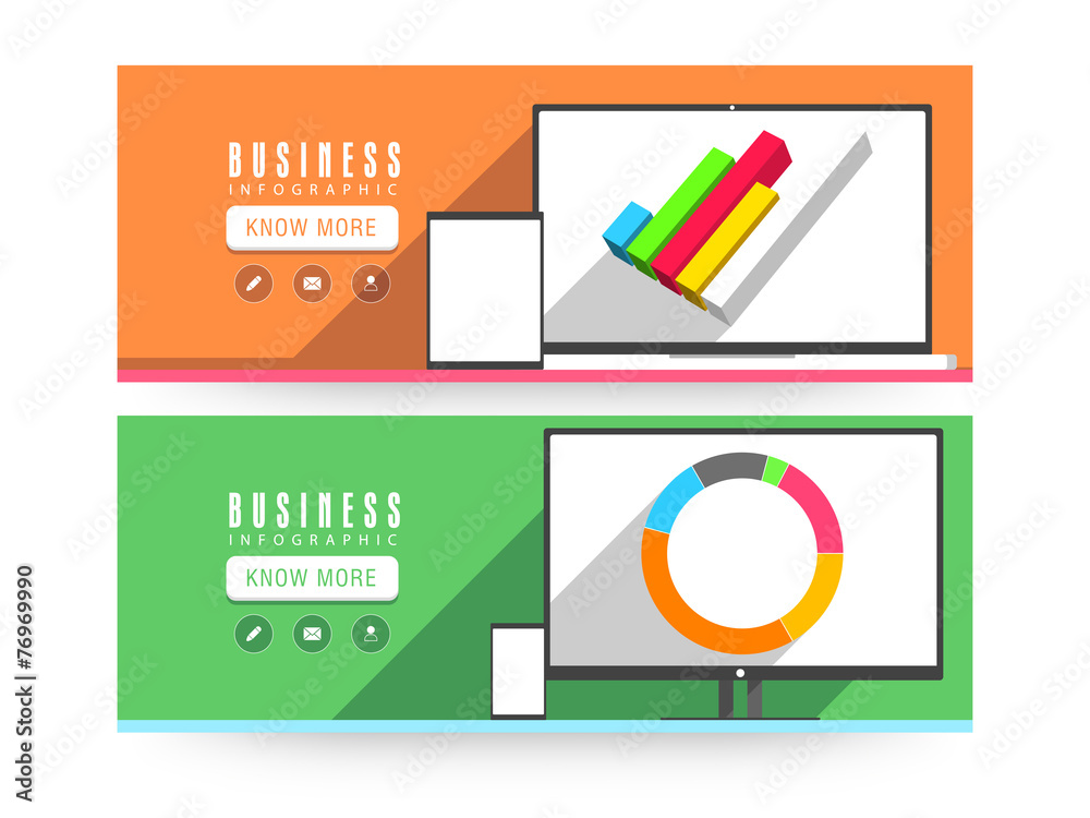 Wall mural website header or banner set for business.