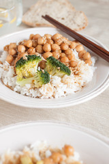 Rice with chickpeas and broccoli