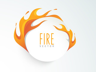 Creative sticker, tag or label design in fire.