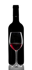 glass of  red wine on white background