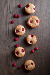 Homemade muffin with raspberries