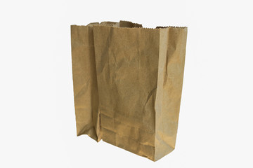 brown paper bag isolated on white background