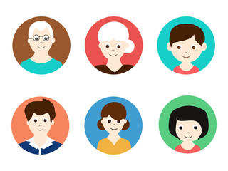 Set of cute happy family characters.