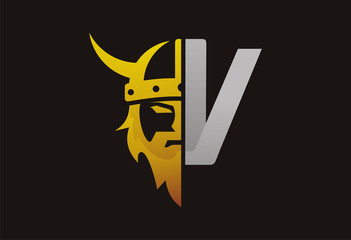 Viking gold silver logo vector