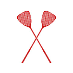 Two crossed fly swatters