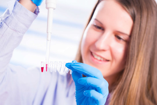 Lab with a pipette in a medical lab