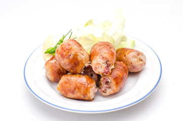 Thai style grilled pork sausages