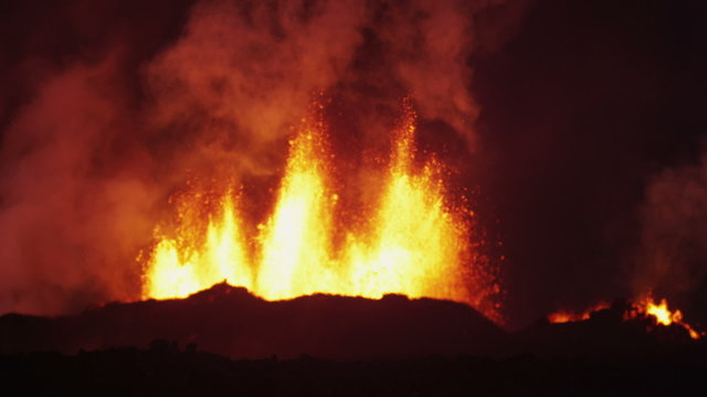Explosive Night Inferno Red Volcanic Holuhraun Magma Boiling Lava Iceland